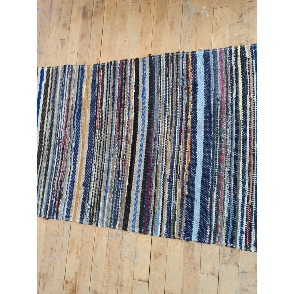 Antique Imported Swedish Hand Made Rag Rug‎ Runner (26.25